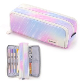 X SIM FITNESSX Pencil Case, Teenagers’ Girls’ Pencil Case, 3 Compartments, Large Capacity Pencil Case for School and Office, Meteor