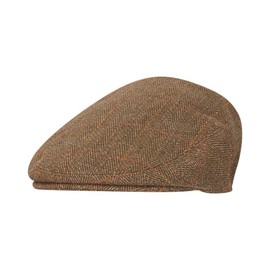 WALKER AND HAWKES - Green Sage Premium Derby Tweed Teflon Lining Cambridge Flat Cap Unisex - Brown Tweed - XL (60cm)