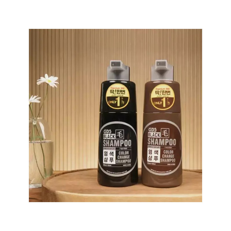 GDS 지디에스 딱한번 염색샴푸 300ml 블랙모 GDS [2개(흑갈색2개)] GDS One-Time