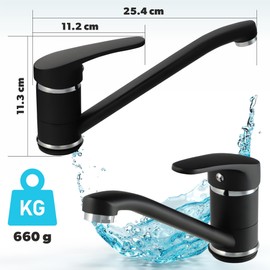 gospo Kitchen Faucet Black Faucet Single Lever Mixer Tap for Kitchen or Bathroom Mixer Tap with Complete Fitting Kit Faucet for Household Sinks (Black)