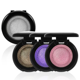Apooliy Single Glitter Eyeshadow Powder,Highly Pigmented Cream Shimmer Eye shadow,Waterproof Long Wear Purple Pressde Eyeshadow
