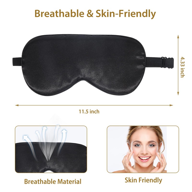 JroyJoy 4 Pack Super Soft Silk Sleep Mask for Side