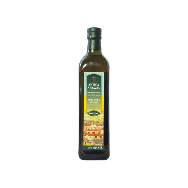 Antica Abbazia Extra Virgin Olive Oil 25.5 oz. Delicate and mellow with a hint of sweet almonds are key words which characterize the taste profile of this gourmet Extra Virgin Olive Oil.
