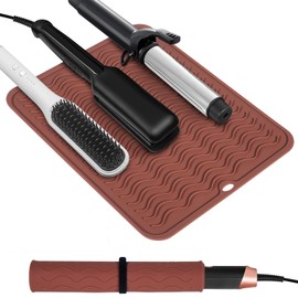 Quccefods Heat Resistant Mat Oversize Curling Iron Mat Silicone Hot Hair Tools Mat for Hair Straightener,Flat Irons,Hair Styling Tools Countertop protection Portable Travel Mat 14.2" x 11"