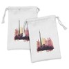 Ambesonne Notre Dame de Paris Fabric Pouch Set of 2,