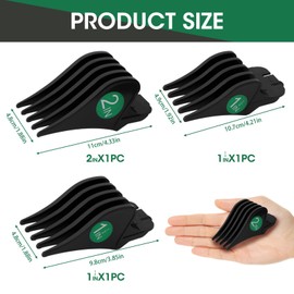 3Pcs Clipper Guards Set with Metal Clips, Large Size Hair Clipper Guards 1.25 in/ 1/32mm & 1.5 in / 38mm & 2 in / 51mm Cutting Combs Compatible with Wahl Clippers for Blending, Trimming, Tapering