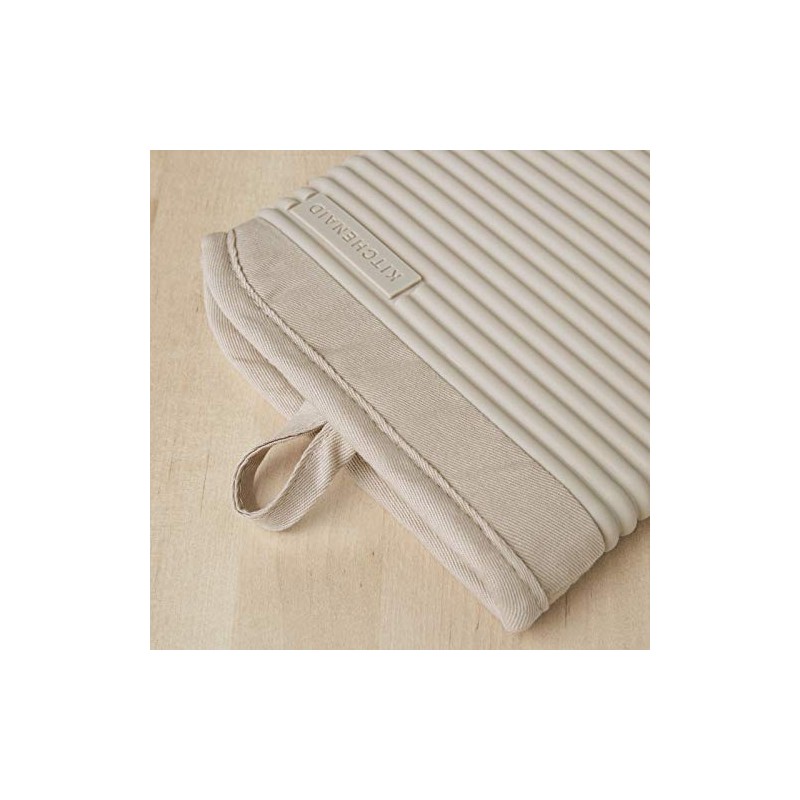 KITCHENAID Ribbed Soft Silicone Oven Mitt 2-Pack Set, 7.5"x13", Milkshake