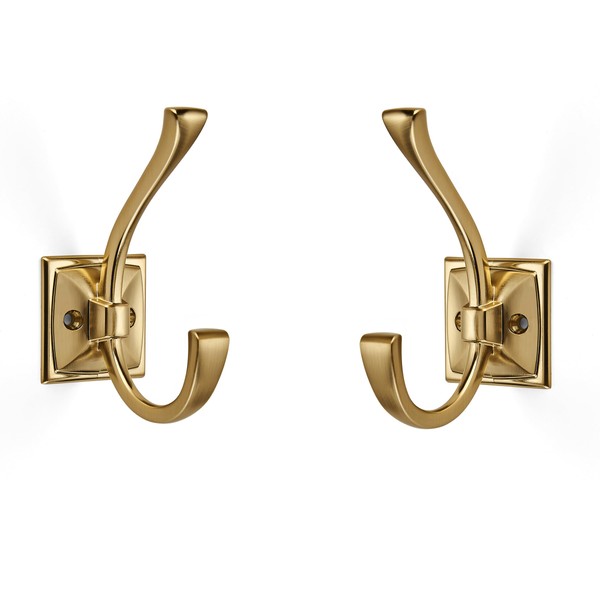 ZAUYX Large Wall Hooks 5 Pack Brushed Gold Coat +