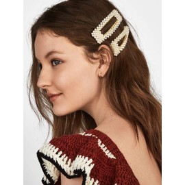 KCHIES Pearl Hair Clips Gold Snap Hairpins Alligator Barrettes Women Girls Wedding Headpiece Her Valentines Outfit Decor Accessories Back School Mother’s Day Gift Large