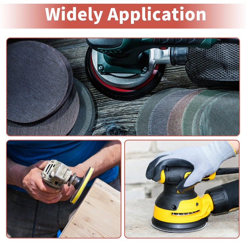 A ABSOPRO 6 Inch 6-Hole Sanding Discs Round Velcro Sandpaper