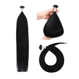 Flat Tip Extensions Real Hair Keratin Bondings 40 cm Remy Real Hair Extensions Bondings (50 g #1 Black)