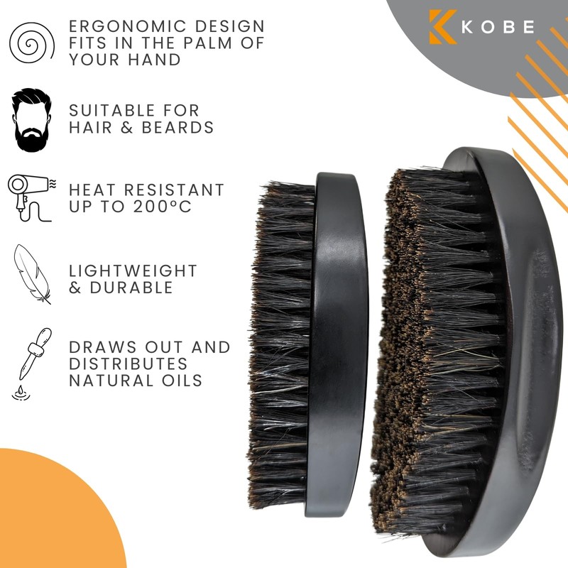 Kobe Professional Military Hair Brush/Beard Brush Grooming Kit For Men