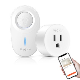 HAPYTHDA Smart Plug with Remote, 2.4GHz Wi-Fi & RF433 Wireless Remote Control Outlet Light Switch NO Neutral Wire Required, Works with Smart Life/Tuya APP, Compatible with Alexa/Google Home, White