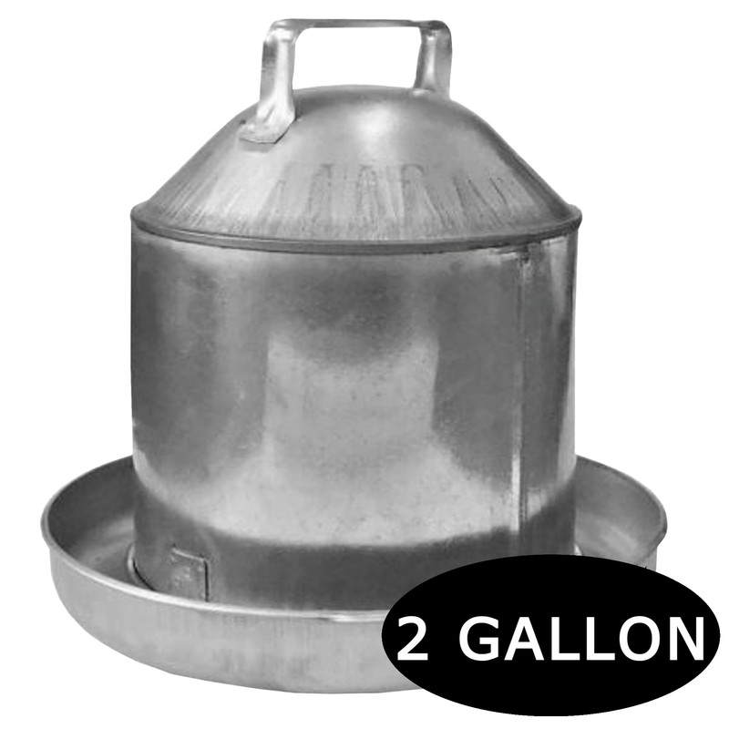 Chicken Drinker Traditional Galvanised Steel Drinker, 9L Capacity with Handle