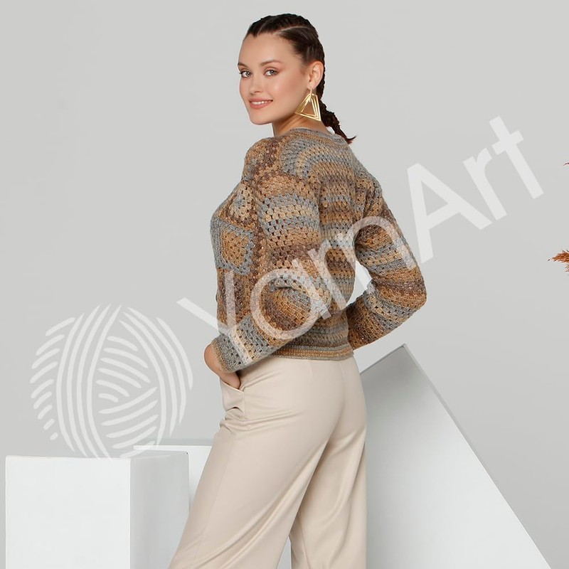 Hilo de ambiente de YarnArt – Hilo suave, multicolor, auto-rayado