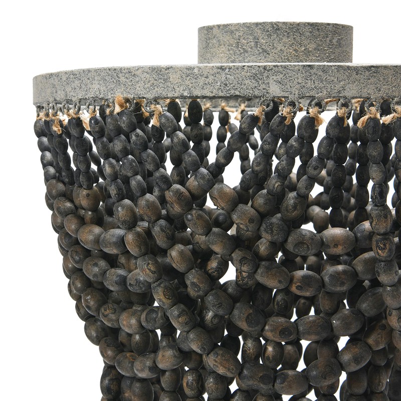 Creative Co-Op 2-Tier Draped Wood Bead Semi-Flush Mount Ceiling Light,