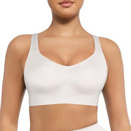 Wireless Push Up Bra for Women No Underwire Comfort Soft Daliy Bras, Wirefree Bralette Full Coverage Support Bras with Straps White