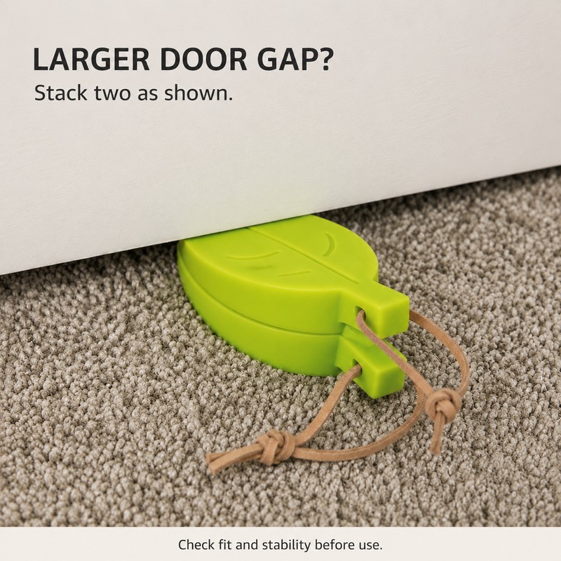 Door Stopper Wedges, 3 Pack, Leaf-Shaped Silicone Door Stops with