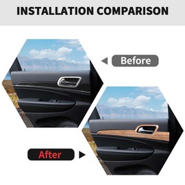 RT-TCZ Inner Door Handle Cover Trim Decor Interior Accessories for Jeep Grand Cherokee 2011-2020 (Wood Grain)