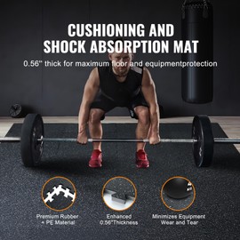 Happybuy 0.56 Inch Thick Gym Floor Mats, 12 Tiles with Rubber Top and EVA Foam, 24" x 24" Gym Workout Mats Covering 48 sq.ft, Interlocking Puzzle Mats for Gym, Home, Garage, Black & White