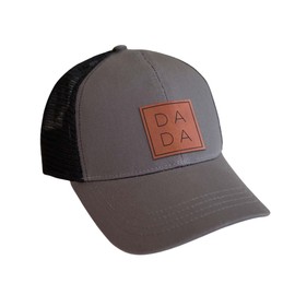 Inkopious Dada Boxed Trucker Hat Vegan Leather Patch - Gift for Father's Day - Charcoal/Black