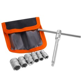 NACHEE Folding Mini T-Handle Socket Set 1/4'' Drive Tool Kit for Motorcycle ATV UTV, (007)