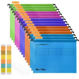 FOOLSCAP, MerryNine Suspension Files Polypropylene Hanging Files with Tabs and Card Inserts for School, Home, Work, Office, Organization
