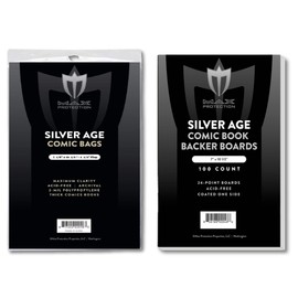 Max Protection Comic Book Bags and Boards (200 Bags and 200 Boards) - Premium Protector for Your Favorite Silver Age Comic Books - Crystal Clear Acid Free Comic Book Sleeves and Backing Boards