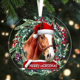 Christmas Ornaments 2024, Horse Ornaments for Christmas Tree Horse Gifts for Women, Horse Decor Acrylic Hanging Christmas Decorations for Horse Lovers Horsemas