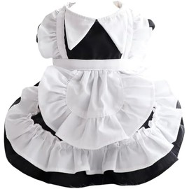 AZA Dog Princess Dresses for Small Dogs Lolita Clothes Maid Costume Pet Girl Cute Coat Outfits Fall Costumes (S,Maid)