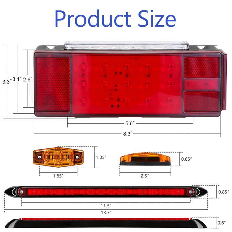 LIMICAR Boat Trailer Lights, IP68 Submersible LED Trailer Light Kit