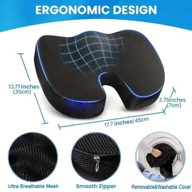 CANCYCC Seat Cushion Orthopaedic Seat Ring, High-Quality Memory Foam Coccyx Cushion, Ergonomic Seat Cushion, Coccyx and Sciatica Relief for Car, Sofa, Office and Wheelchair (Black)