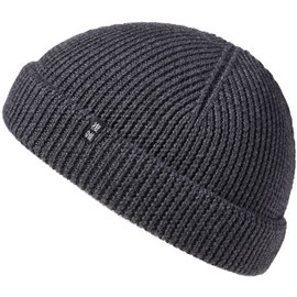 Enter the Complex® Fisherman Beanie, 100% Merino Wool, Trawler Hat, Troyer, Ribb-Knit, Men and Women, charcoal