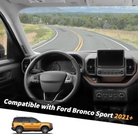 Jimen Compatible with Ford Bronco Sport 2021-2023, 4PCS Center Console Dash Air Vent AC Knob Cover Trim Ring (Black)