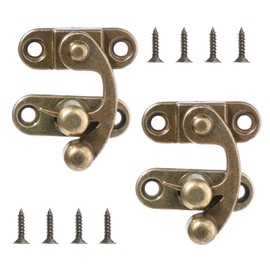 BOHUIZ 2 Pack Antique Vintage Lock Clasp Small Hasp Latches Right Latch Hook Hasp with Mounting Screws Swing Arm Latch for Jewelry Box Cabinet Toolbox (Bronze)