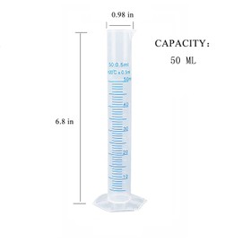 KOMUNJ 1 Piece Transparent Blue Line Measuring Graduated Cylinder Science Measuring Lab Heavy Wall Graduated Cylinder Measuring Cylinder, 50 ml