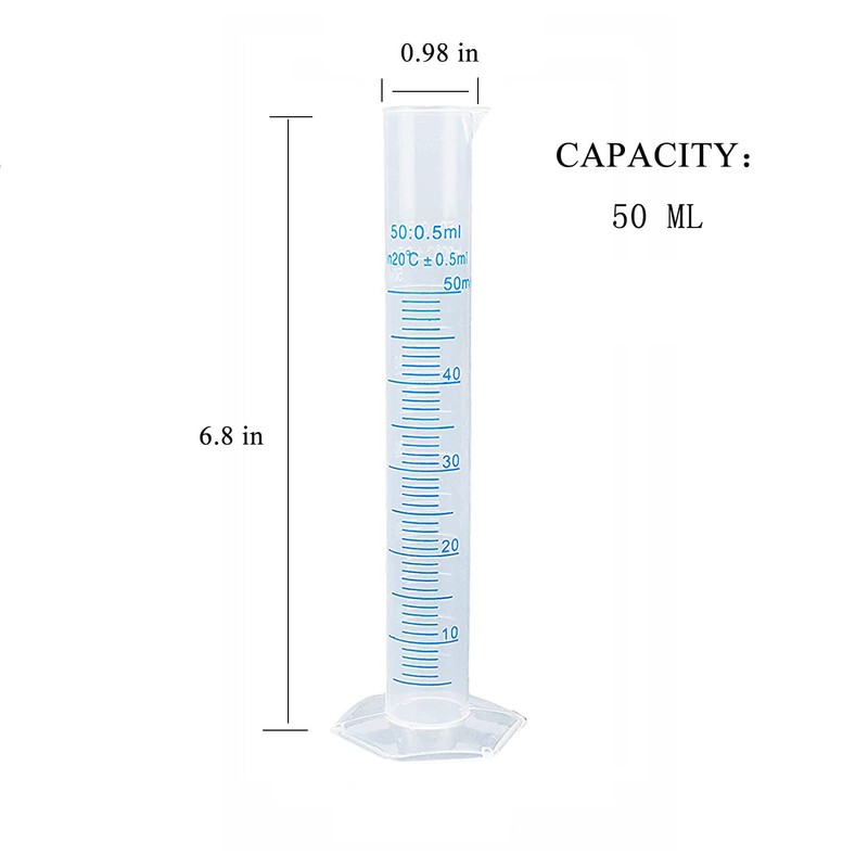 KOMUNJ 1 Piece Transparent Blue Line Measuring Graduated Cylinder Science