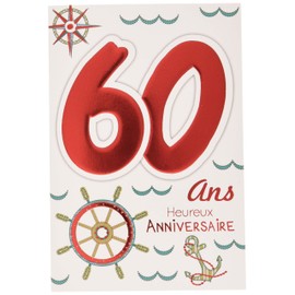 MV 69-2037 Age 60 Birthday Card Man Woman Sea Anchor Rudder Compass Motif