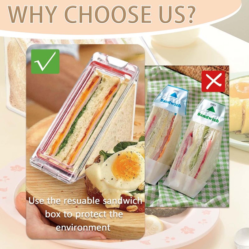 Gudemoore 2 PCS Reusable Sandwich Box with Lid & Towel,
