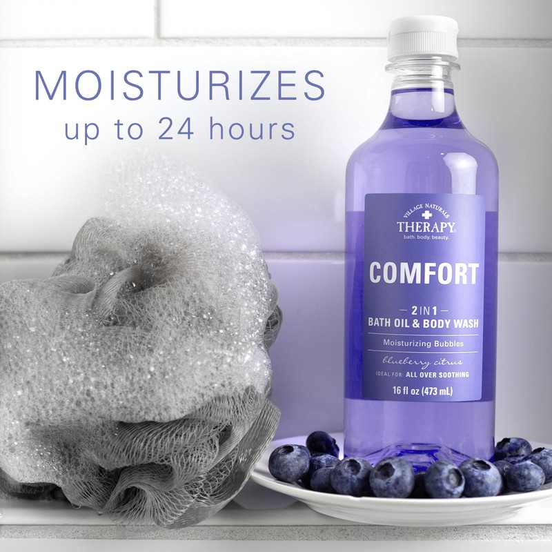 Village Naturals Therapy, Comfort 2-in-1 Foaming Bath Oil & Body