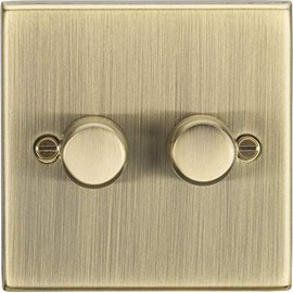 Knightsbridge CS2182AB Square Edge Antique Brass 2G 2 Way Dimmer, Antique Brass