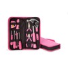 Bey-Berk “Alyssa” 20-Piece Pink Tool Set in Zippered Canvas Case,