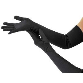 Nackiy Nackiy Long Black Opera Gloves for Women, 1920s Satin Stretchy Elbow Length Party Gloves Costumes Bridal, 20inch
