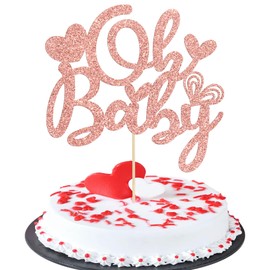 Ephlyn - Decoración para tartas de San Valentín o bebé, decoración de pastel de oro rosa con purpurina, decoración para tartas de San Valentín, decoración para el amor del día de San Valentín, baby