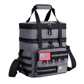 DOLOPL Lunch Box for Men, Tactical Insulated Expandable Lunch Box for Men/Women, 16L Large Leakproof Waterproof Women Lunch Bag With Adjustable Shoulder Strap for Outdoor, Picnic, Office, Grey