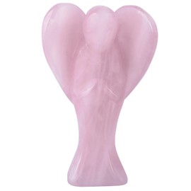 Nupuyai 3" Rose Quartz Guardian Love Heart Crystal Angel Statue, Carved Pocket Angel Figurine Spiritual Healing Stone Ornament for Home Office Decor