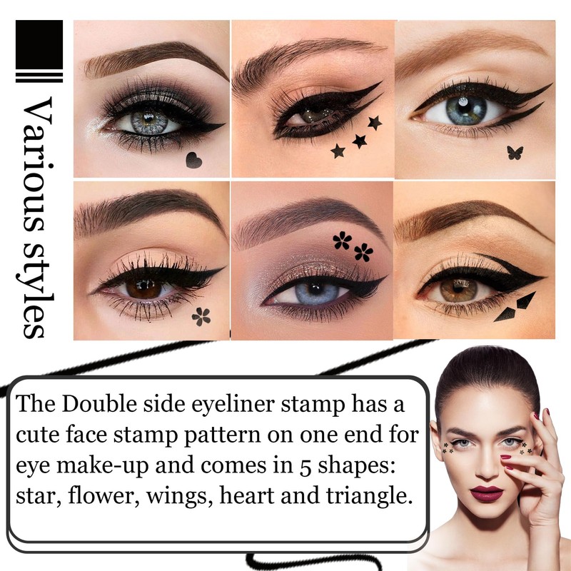 Double Side Liquid Winged Eyeliner Stamp,Smudge Proof Waterproof Eyeliner Pen