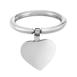AeraVida Sleek and Classic Heart Charm Dangle Band Ring | .925 Sterling Silver Elegant Minimalist Jewelry | Size 7 Stylish Heart Design Silver Ring for Women