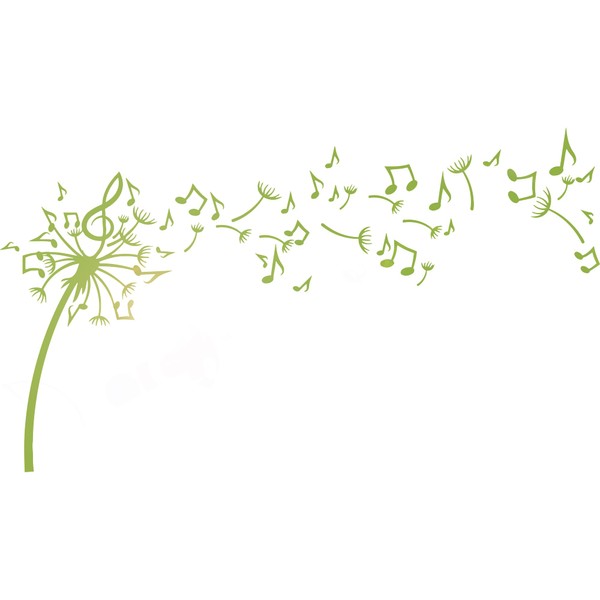 Vinyl Wall Decal Dandelion Flowers Music Notes Patterns Stickers Mural
