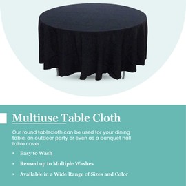 EventStable 120-Inch Black Round Tablecloth - 100% Polyester Machine Washable Tablecloth for Banquet Party - Wedding Table Cloth for Reception